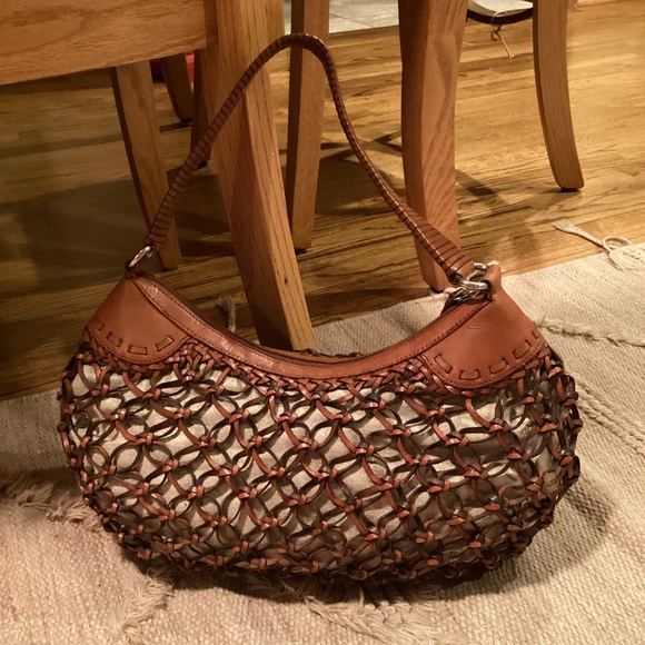 COLE HAAN DARA COLLECTION BROWN LEATHER WOVEN HANDBAG - Picture 13 of 13